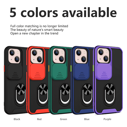 Funda de telèfon amb funda de càmera lliscant amb suport per anell